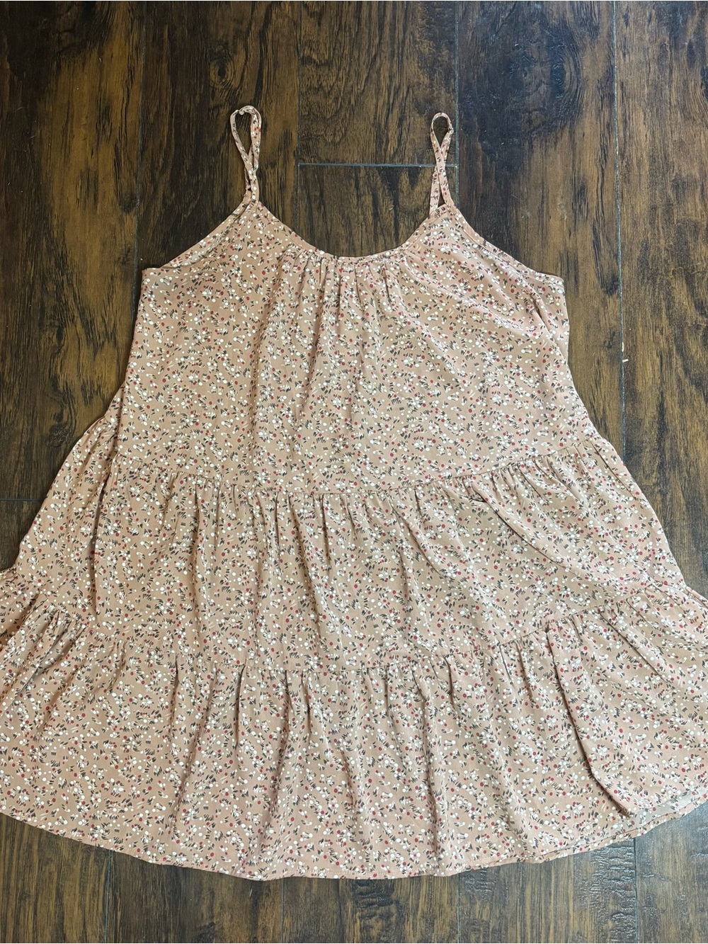Women’s Floral Tiered Spaghetti Strap Dress- Dusty Rose Size Large